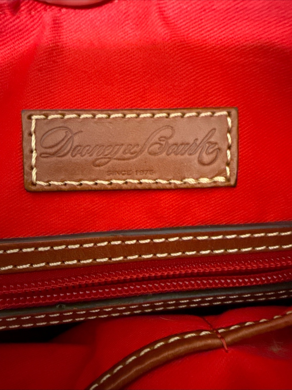 Dooney & Bourke Red Pebble Leather Shoulder Bag with Brown Trim - Picture 11 of 16